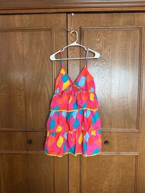 Vibrant Pink Multi-Color Tiered Mini Dress